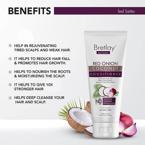 Red Onion Coconut Hair Conditioner | Reduces Hair Fall | Sulphate & Paraben Free for Dry, Frizzy Hair